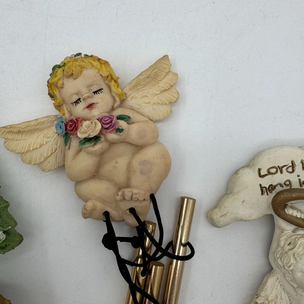 Silver Angel Magnets Set‎ of 4 Cherub Refrigerator United Design Corp 1995